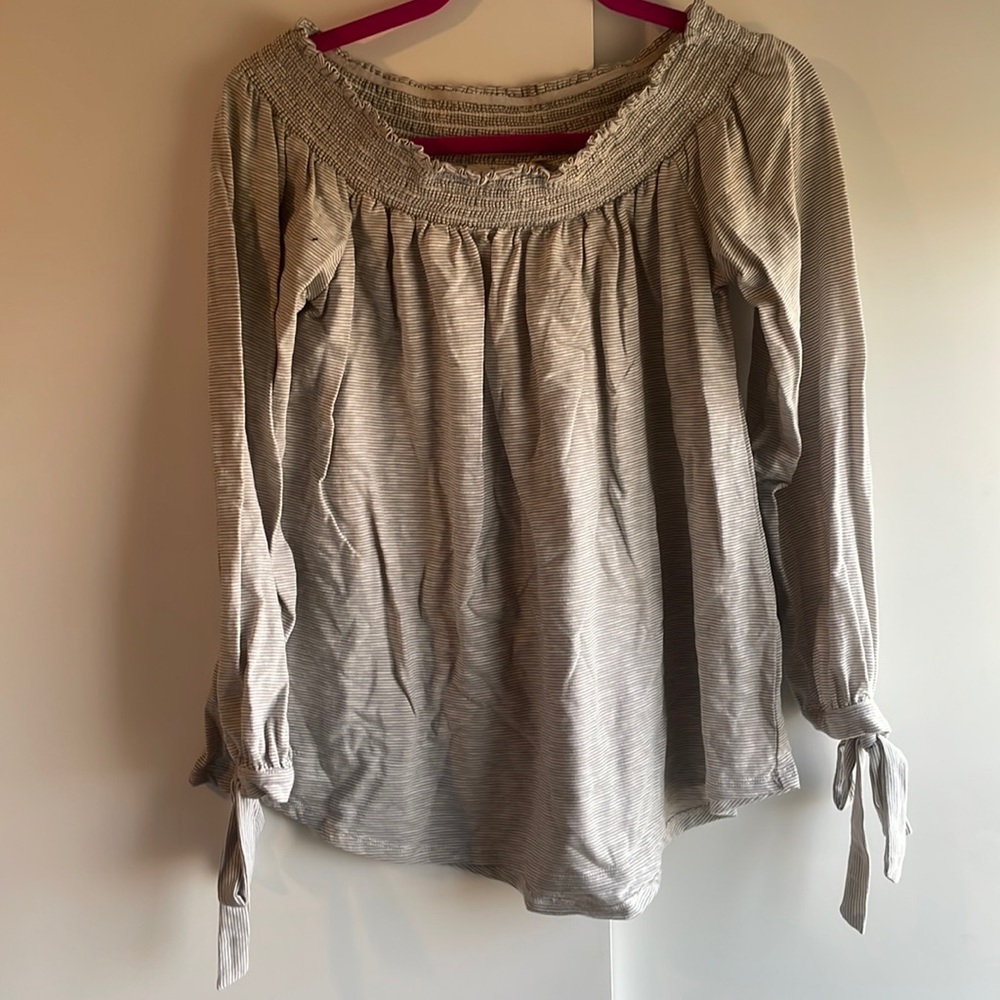Boutique off the shoulder striped shirt